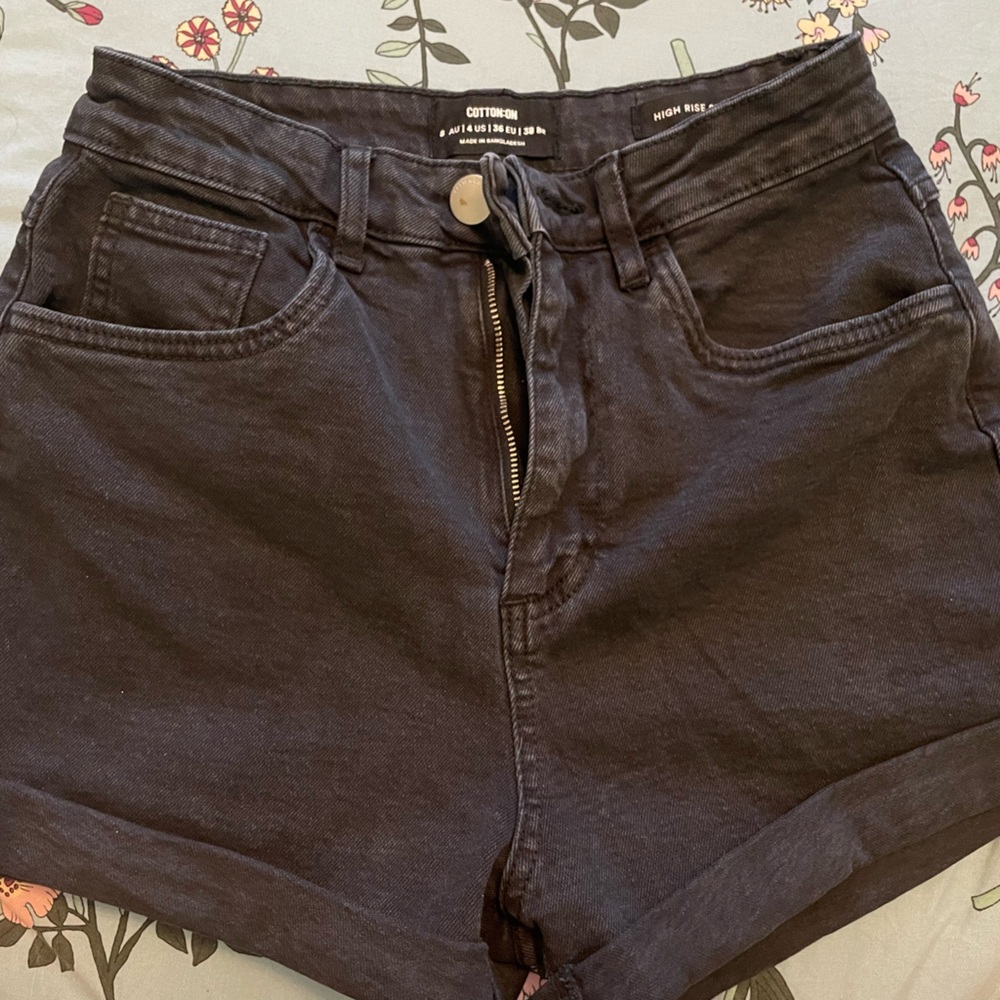 Cotton On High Rise Black Jean Shorts